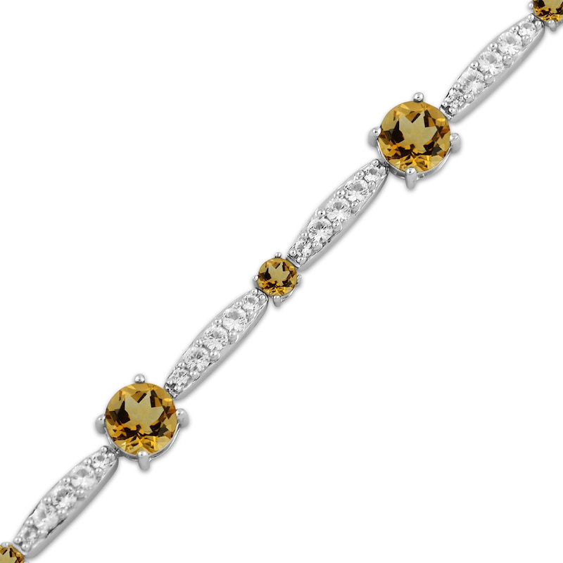 Main Image 2 of Citrine & White Lab-Created Sapphire Link Bracelet Sterling Silver 7.5&quot;