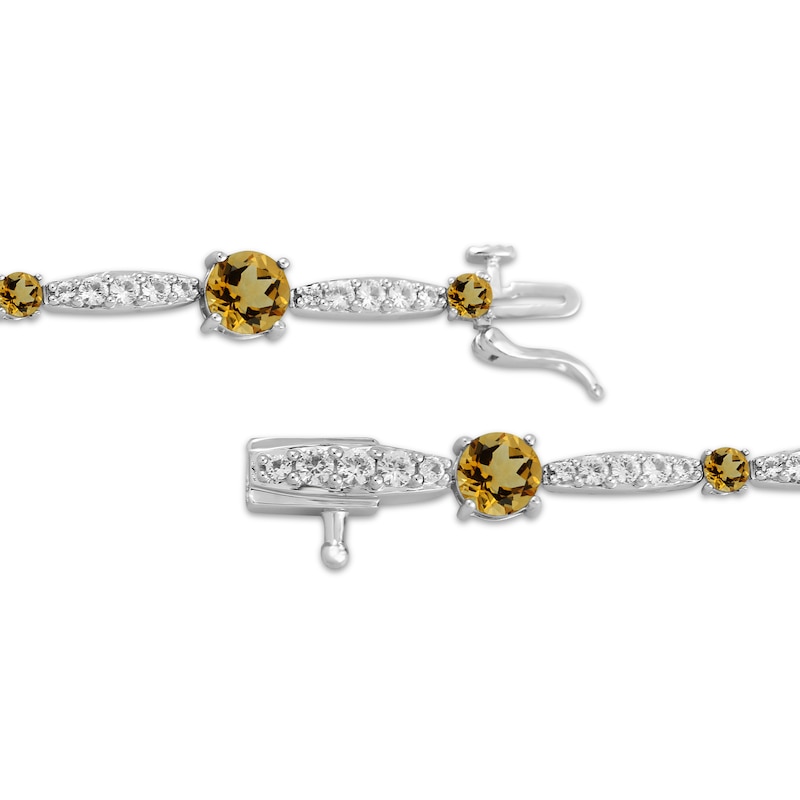 Main Image 3 of Citrine & White Lab-Created Sapphire Link Bracelet Sterling Silver 7.5&quot;