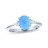 Thumbnail Image 1 of Oval-Cut Blue Lab-Created Opal & White Lab-Created Sapphire Ring