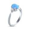 Thumbnail Image 2 of Oval-Cut Blue Lab-Created Opal & White Lab-Created Sapphire Ring