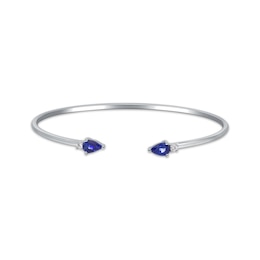 Pear-Shaped Blue Sapphire & Diamond Bangle Bracelet 1/20 ct tw 10K White Gold