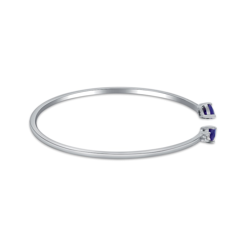 Main Image 2 of Pear-Shaped Blue Sapphire & Diamond Bangle Bracelet 1/20 ct tw 10K White Gold