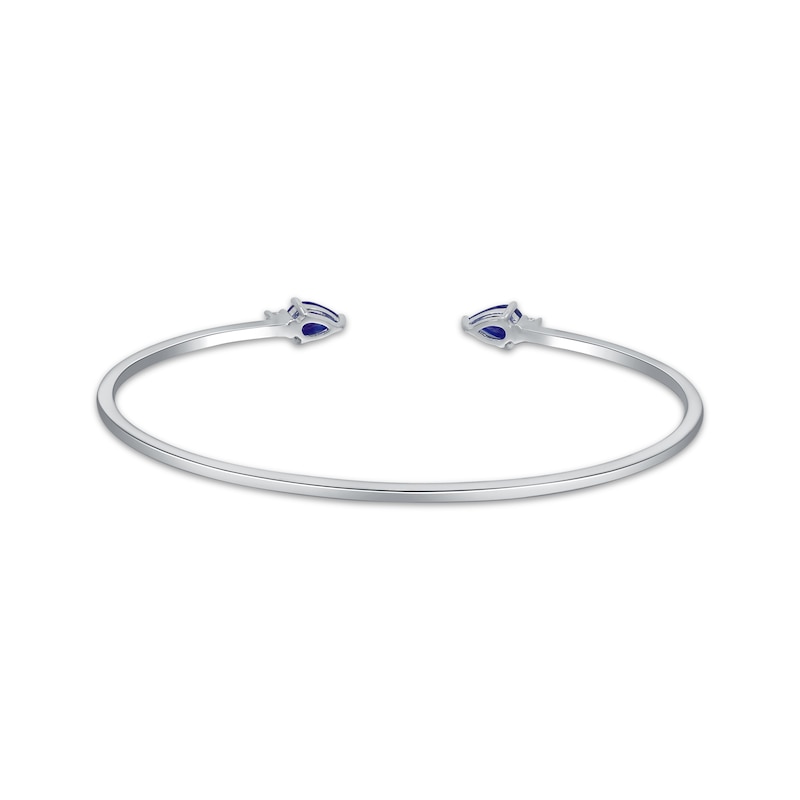 Main Image 3 of Pear-Shaped Blue Sapphire & Diamond Bangle Bracelet 1/20 ct tw 10K White Gold