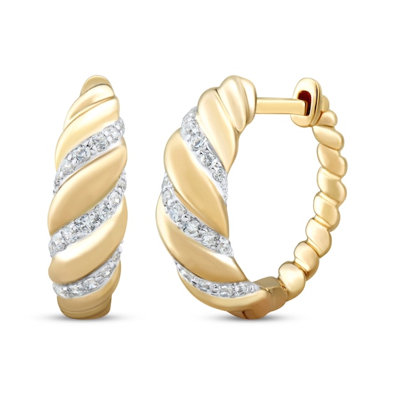 Diamond Twist Hoop Earrings 1/5 ct tw 10K Yellow Gold