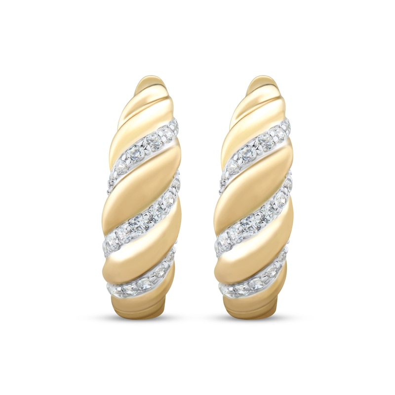 Main Image 2 of Diamond Twist Hoop Earrings 1/5 ct tw 10K Yellow Gold