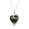 Thumbnail Image 0 of Heart-Shaped Nephrite Jade & Diamond Necklace 1/5 ct tw 14K Yellow Gold 18"