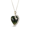 Thumbnail Image 1 of Heart-Shaped Nephrite Jade & Diamond Necklace 1/5 ct tw 14K Yellow Gold 18"