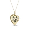 Thumbnail Image 2 of Heart-Shaped Nephrite Jade & Diamond Necklace 1/5 ct tw 14K Yellow Gold 18"