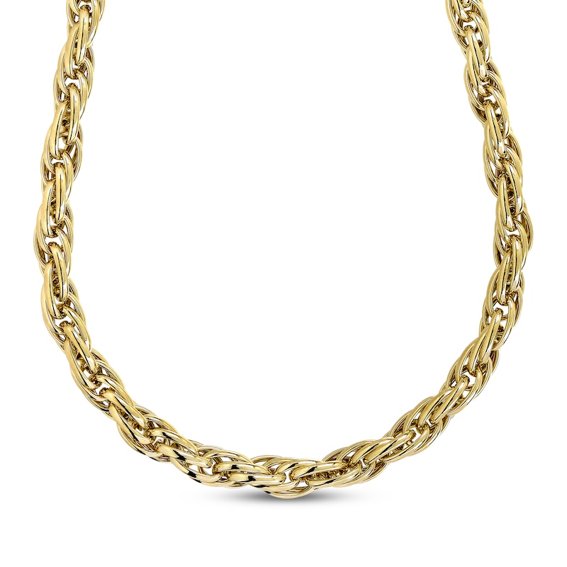 Main Image 1 of Hollow Rope Chain Necklace 7.3mm 10K Yellow Gold 20&quot;