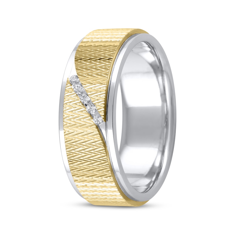 Main Image 2 of Men's Diamond Wedding Band 1/15 ct tw 10K Two-Tone Gold