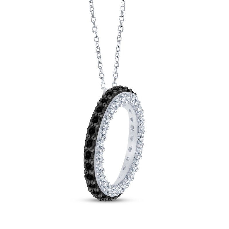 Main Image 2 of Black & White Diamond Open Circle Necklace 1/2 ct tw 10K White Gold 18&quot;