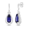 Thumbnail Image 1 of Pear-Shaped Blue Lab-Created Sapphire & White Lab-Created Sapphire Dangle Earrings Sterling Silver