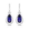 Thumbnail Image 2 of Pear-Shaped Blue Lab-Created Sapphire & White Lab-Created Sapphire Dangle Earrings Sterling Silver