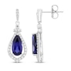 Thumbnail Image 3 of Pear-Shaped Blue Lab-Created Sapphire & White Lab-Created Sapphire Dangle Earrings Sterling Silver