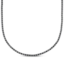 Men's Black & White Diamond Line Necklace 8 ct tw Sterling Silver 20&quot;