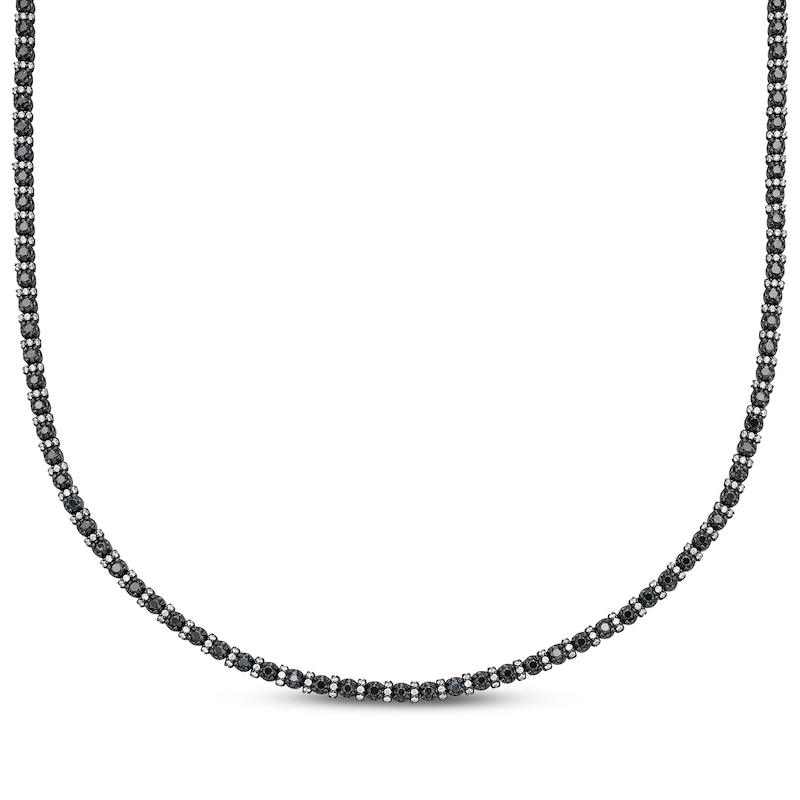 Men's Black & White Diamond Line Necklace 8 ct tw Sterling Silver 20"