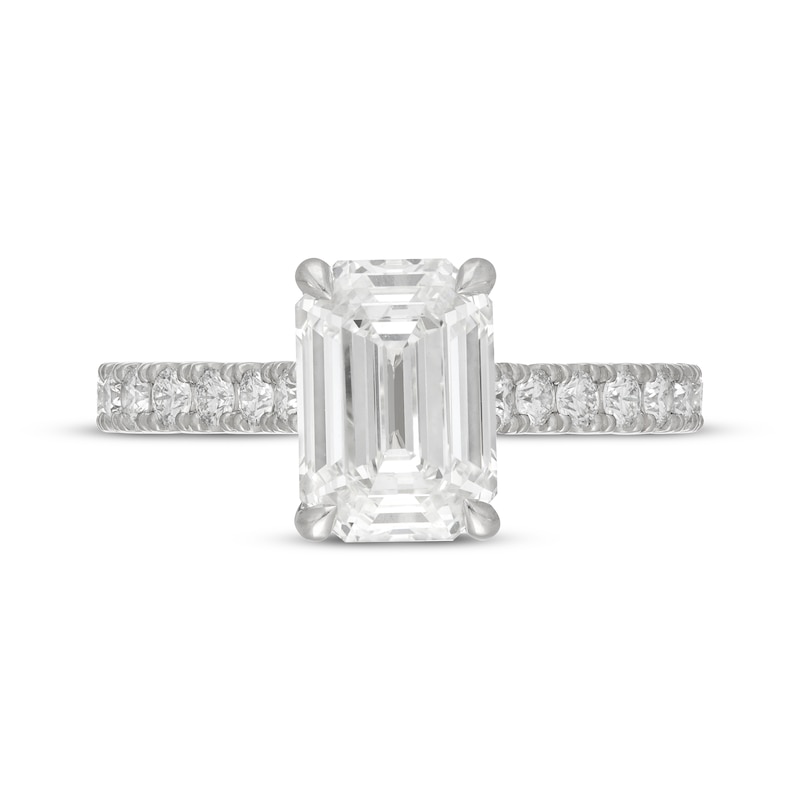 Main Image 3 of Neil Lane Artistry Heritage Emerald-Cut Lab-Grown Diamond Engagement Ring 3-5/8 ct tw Platinum