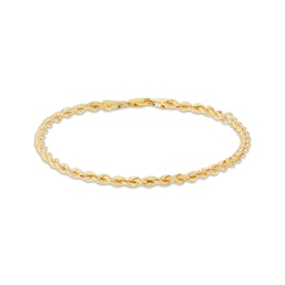 Solid Silk Rope Chain Bracelet 5.7mm 14K Yellow Gold 8&quot;