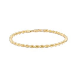 Solid Silk Rope Chain Bracelet 3mm 14K Yellow Gold 7.5&quot;