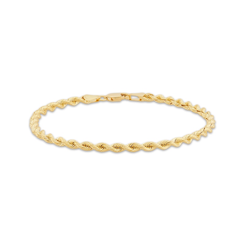 Solid Silk Rope Chain Bracelet 3mm 14K Yellow Gold 7.5"