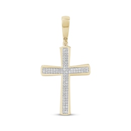 Diamond Cross Necklace Charm 1/3 ct tw 10K Yellow Gold