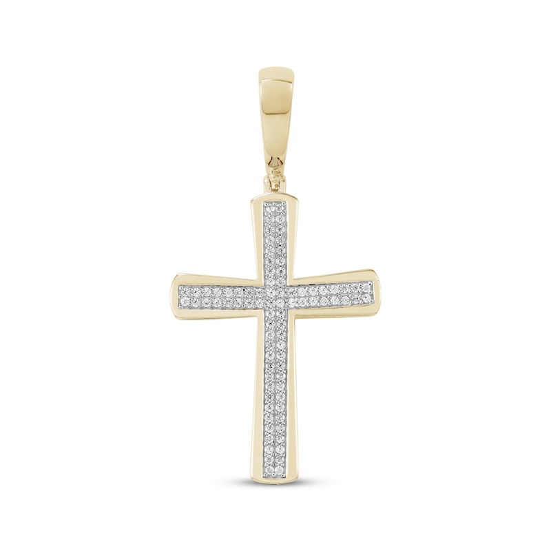 Main Image 1 of Diamond Cross Necklace Charm 1/3 ct tw 10K Yellow Gold