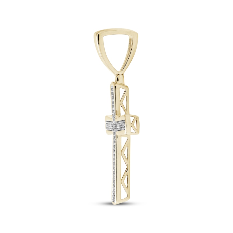 Main Image 2 of Diamond Cross Necklace Charm 1/3 ct tw 10K Yellow Gold