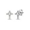 Thumbnail Image 1 of Children's Cubic Zirconia Cross Heart Stud Earrings Sterling Silver