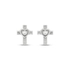 Thumbnail Image 2 of Children's Cubic Zirconia Cross Heart Stud Earrings Sterling Silver