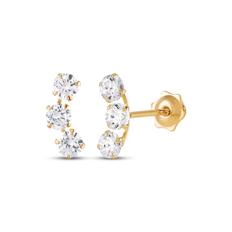 Main Image 1 of Children's Cubic Zirconia Trio Stud Earrings 14K Yellow Gold