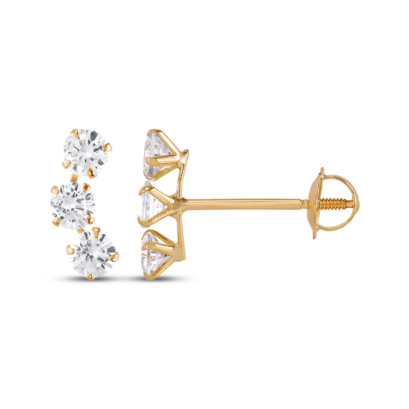 Main Image 3 of Children's Cubic Zirconia Trio Stud Earrings 14K Yellow Gold