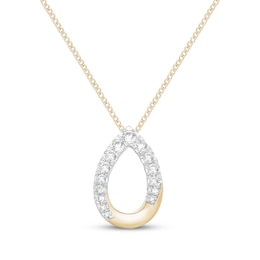 Diamond Open Teardrop Necklace 1/4 ct tw 10K Yellow Gold 19&quot;