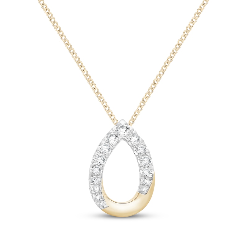 Main Image 1 of Diamond Open Teardrop Necklace 1/4 ct tw 10K Yellow Gold 19&quot;