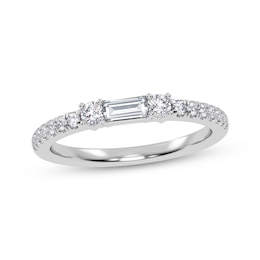 Adore Baguette & Round-Cut Diamond Three-Stone Anniversary Ring 1/4 ct tw 14K White Gold