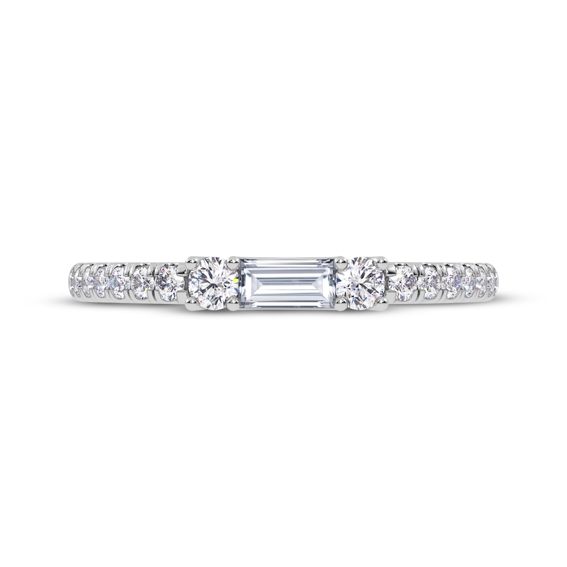 Main Image 3 of Baguette & Round-Cut Diamond Three-Stone Anniversary Ring 1/4 ct tw 14K White Gold