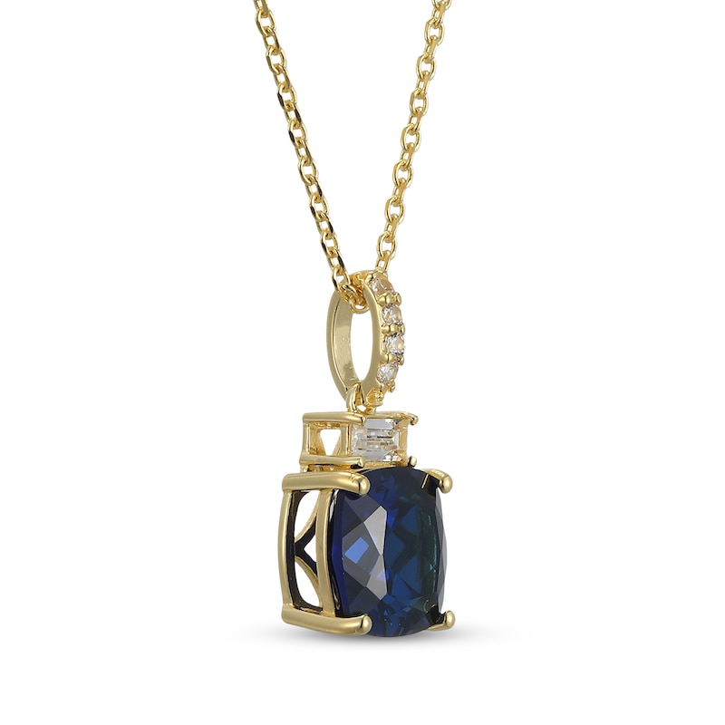 Main Image 2 of Cushion-Cut Blue & White Lab-Created Sapphire Necklace 18K Yellow Gold-Plated Sterling Silver 18&quot;