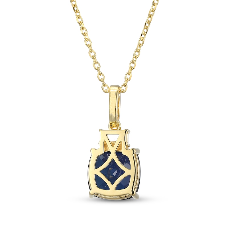 Main Image 3 of Cushion-Cut Blue & White Lab-Created Sapphire Necklace 18K Yellow Gold-Plated Sterling Silver 18&quot;