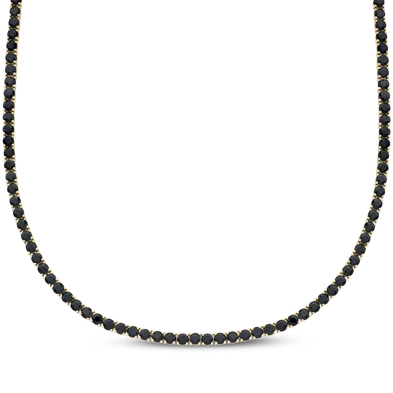 Main Image 1 of Men's Black Diamond Tennis Necklace 8 ct tw 10K Yellow Gold 20&quot;