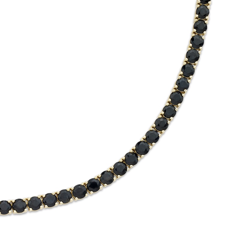 Main Image 2 of Men's Black Diamond Tennis Necklace 8 ct tw 10K Yellow Gold 20&quot;