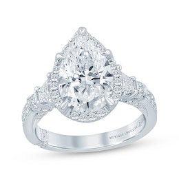 Monique Lhuillier Bliss Pear-Shaped Lab-Grown Diamond Halo Engagement Ring 4 ct tw 18K White Gold