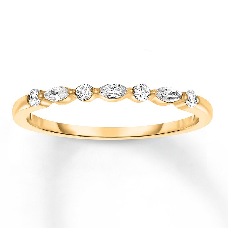 Diamond Ring 1 8 Ct Tw Marquise Round 10k Yellow Gold Kay Outlet