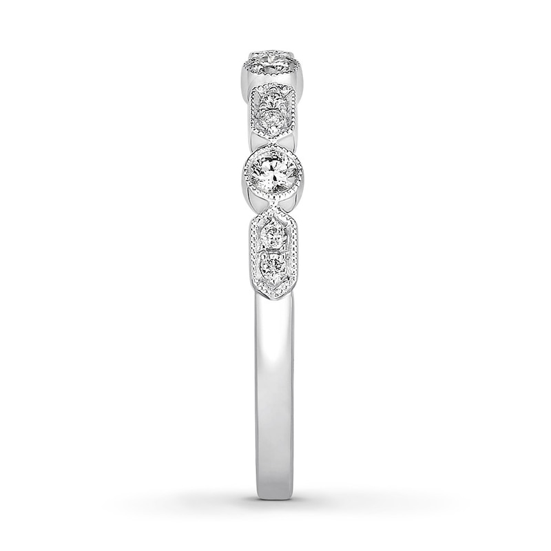 Diamond Ring 1/5 ct tw Bezel-set Round-cut 10K White Gold