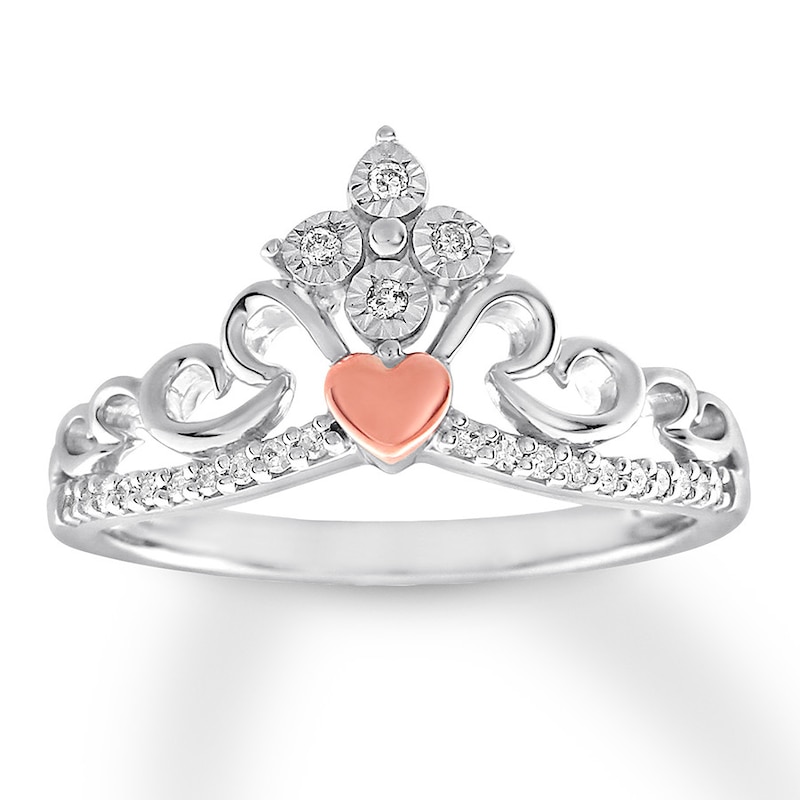 Diamond Tiara Ring Sterling Silver & 10K Rose Gold