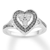 Thumbnail Image 1 of Black & White Diamond Heart Ring Sterling Silver