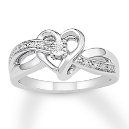 Diamond Heart Ring Sterling Silver