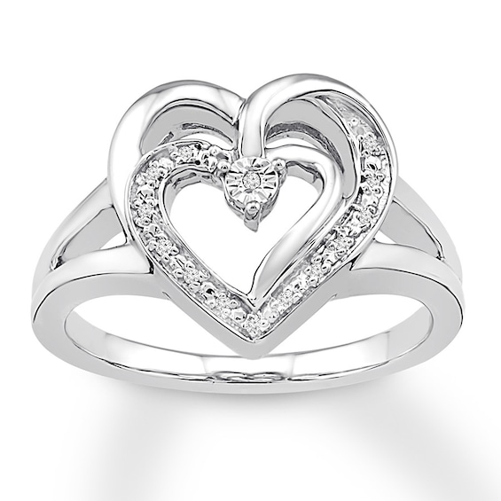 Double Heart Diamond Ring Sterling Silver | Kay Outlet