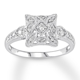 Diamond Ring 1/6 ct tw Round-cut 10K White Gold