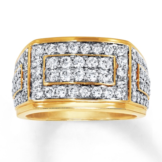 Men's Diamond Ring 2 ct tw Round-cut 10K Yellow Gold