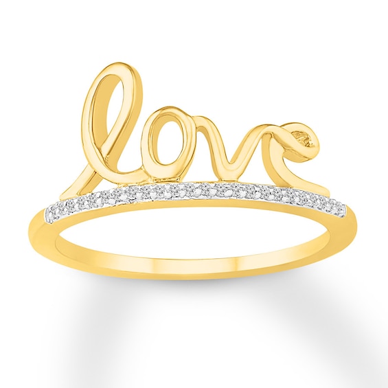 "Love" Diamond Ring 1/15 ct tw 10K Yellow Gold
