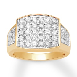 Men's Diamond Ring 2 ct tw Round-cut 10K Yellow Gold